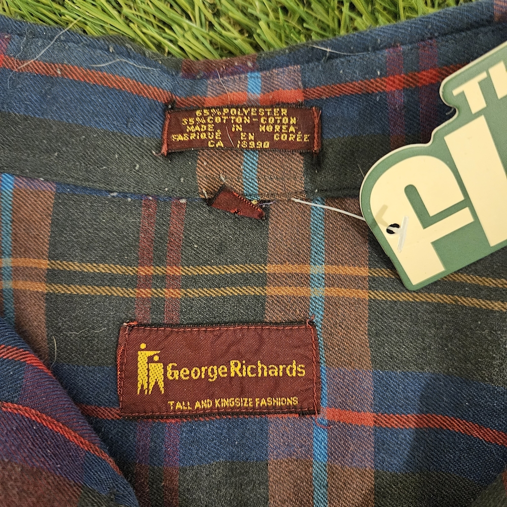 Men's Multicolor Plaid Button-Down Shirt Flannel Pendelton Style Vintage 70s 80s - Picture 4 of 11